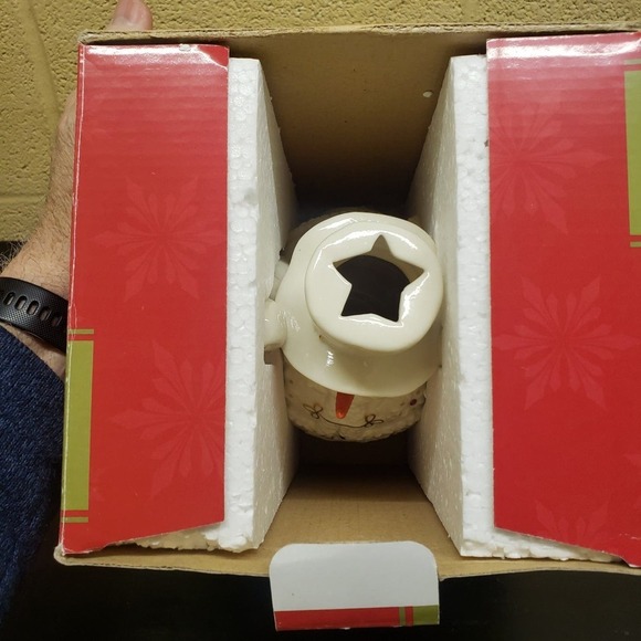 Living Home Christmas-Snowman Porcelain TeaLight Holder-6" x 4 7/8" x 7 3/4" - Picture 3 of 9